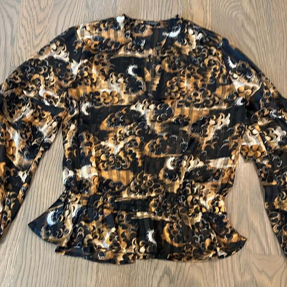 Women's Scotch & Soda Print Ruffle Sleeve Popover Blouse - Sz Small - Picture 3 of 6